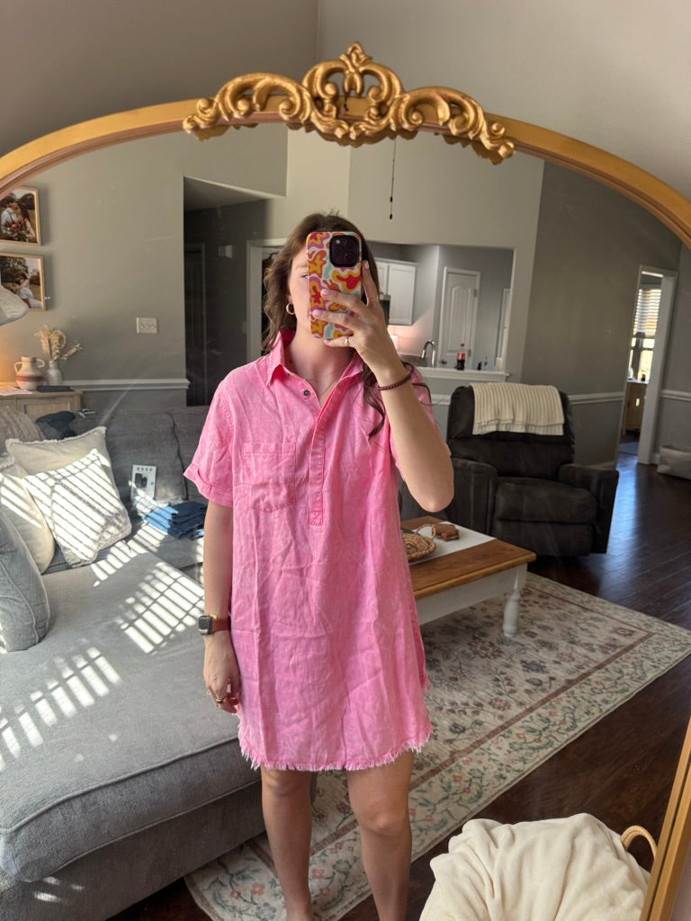 Vintage Washed Shirt Shift Denim Dress