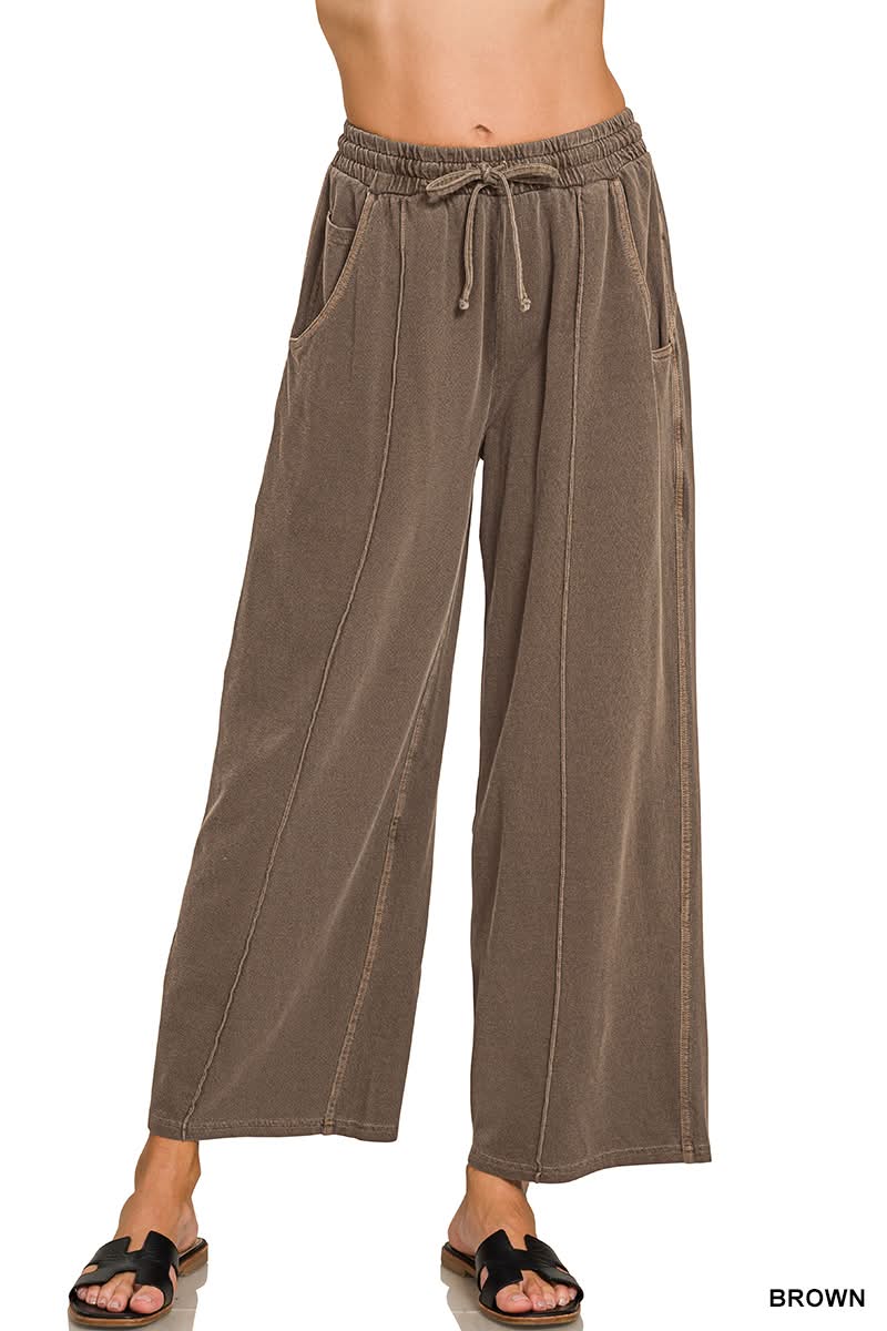 FRENCH TERRY WIDE LEG PANTS