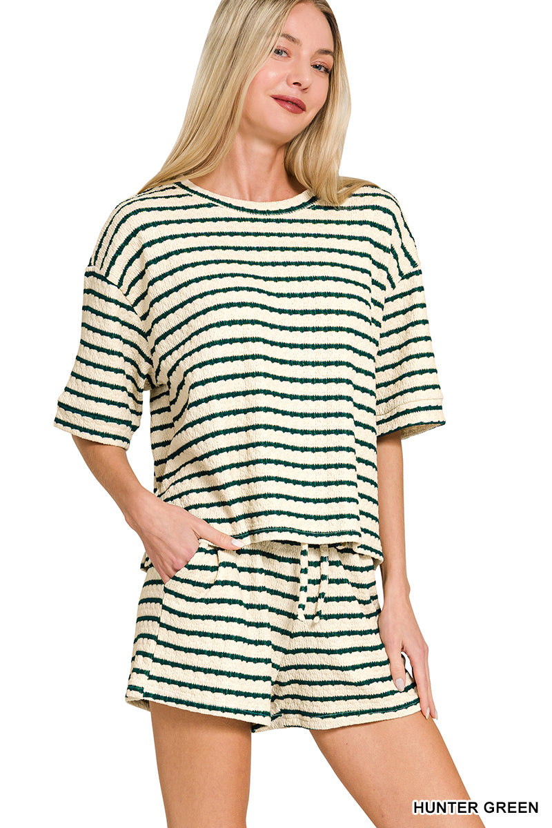 Striped short sleeve tee & shorts set