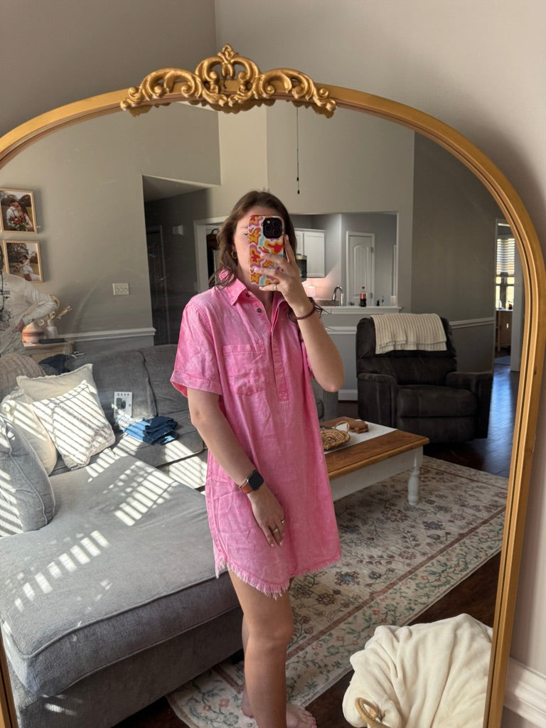Vintage Washed Shirt Shift Denim Dress