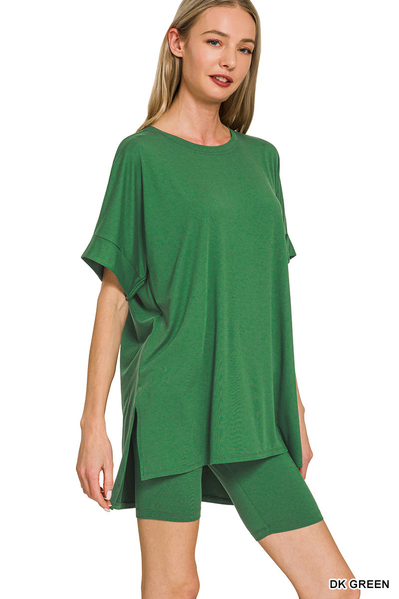MICROFIBER TOP & BIKER SHORTS SET