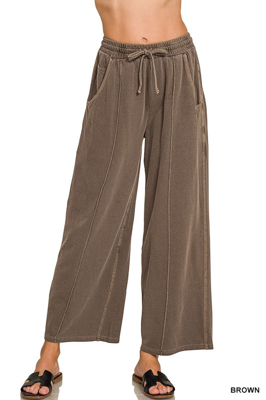 FRENCH TERRY WIDE LEG PANTS