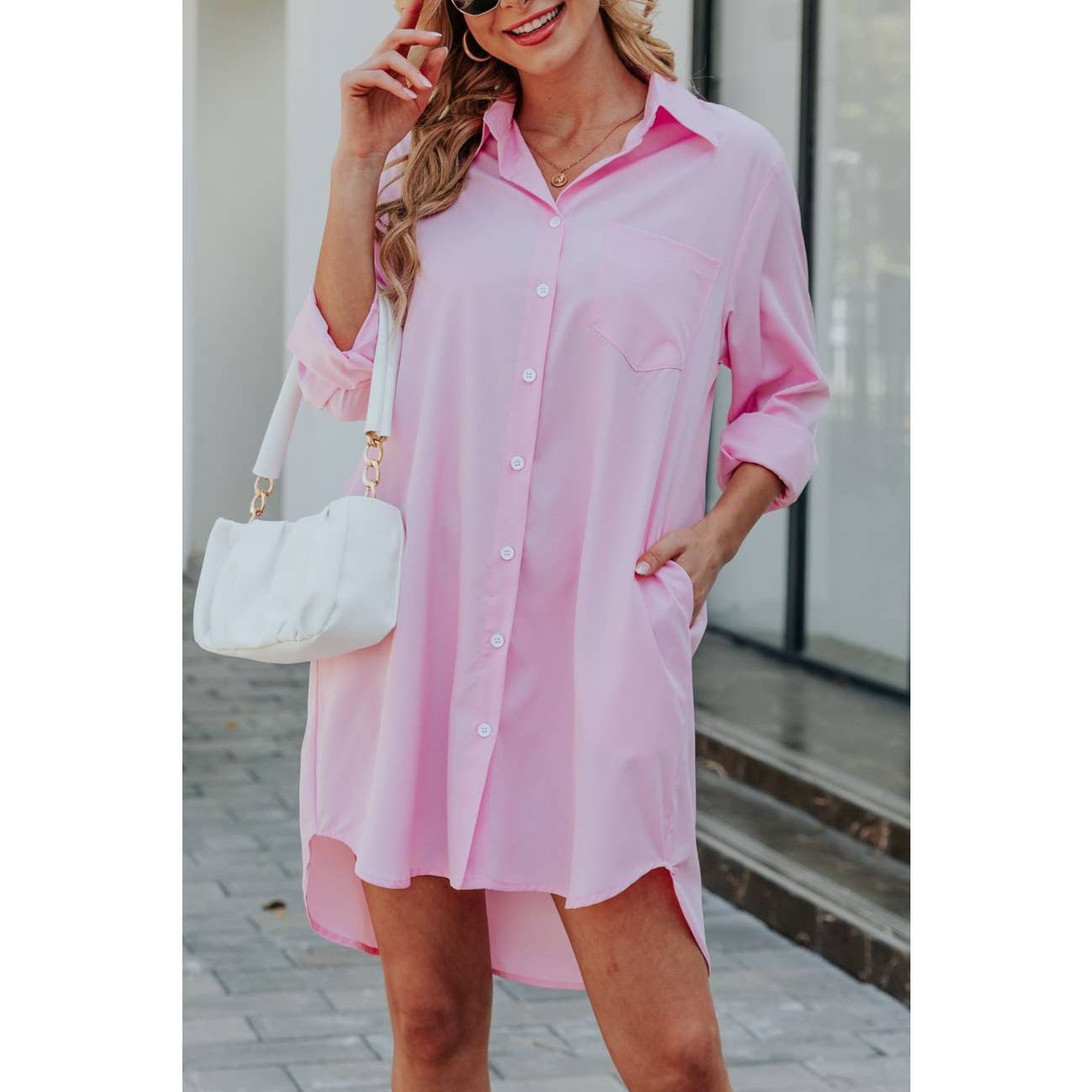 Loose Casual Long Sleeve Shirt Dress