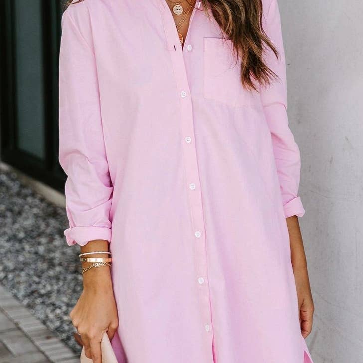 Loose Casual Long Sleeve Shirt Dress