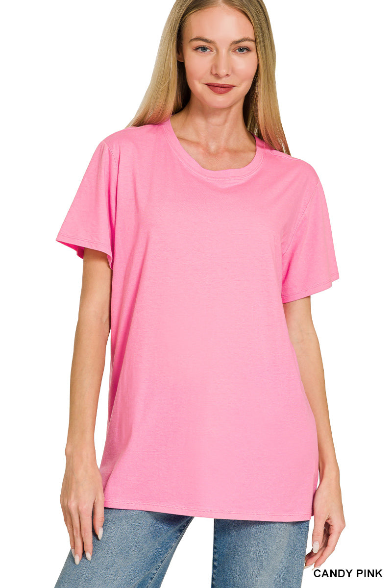 Cotton boyfriend round neck tee
