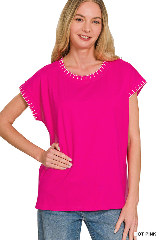 Stitch detailed oversize top