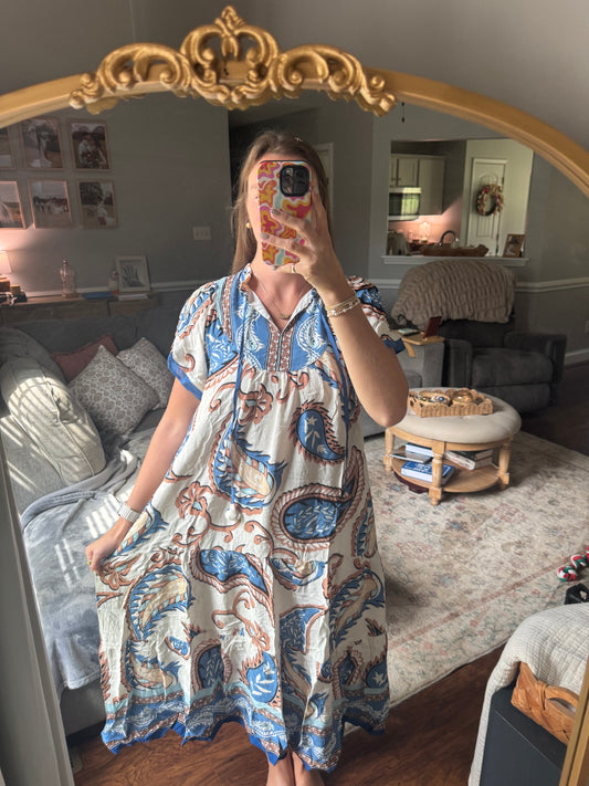 Blue Paisley Mix Umgee Dress