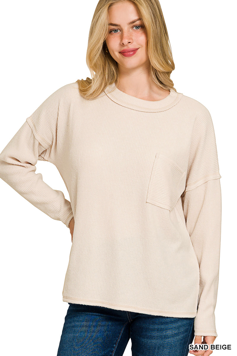 RIBBED SWEATER WITH POCKET