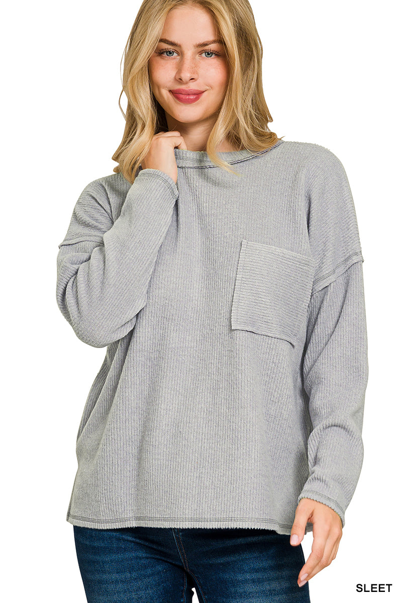 RIBBED SWEATER WITH POCKET