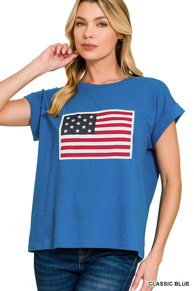 AMERICAN FLAG PATCH TEE