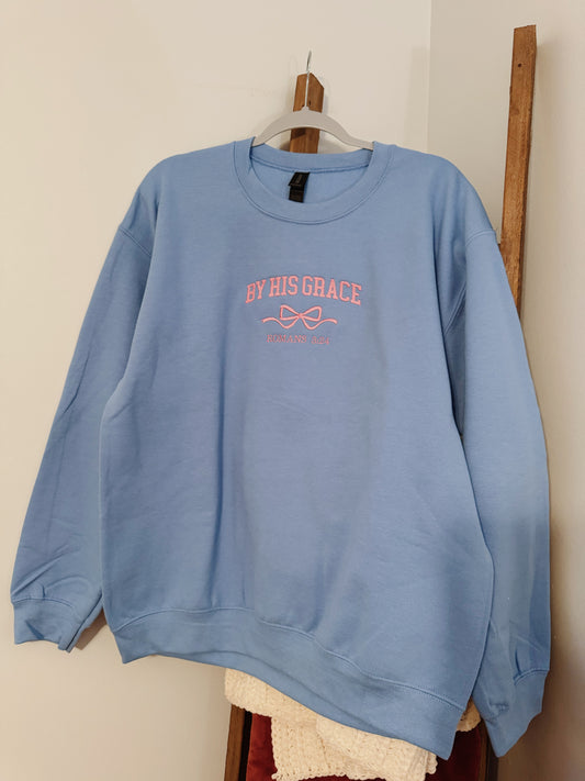 By His Grace Bow Embroidered Sweatshirt