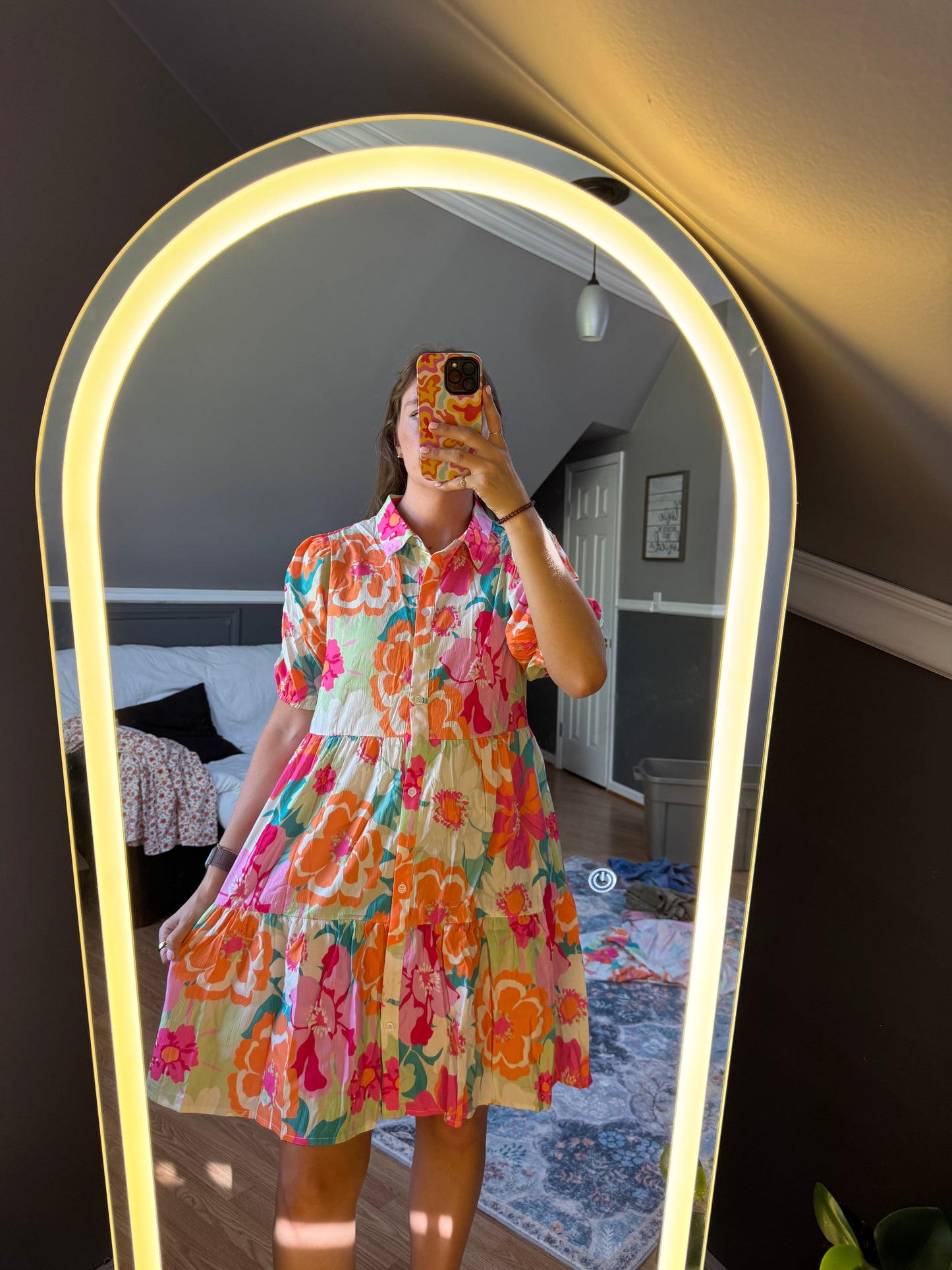 Floral Puff Sleeve Babydoll Dress