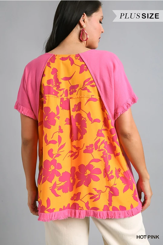 Umgee Orange/ Pink Top