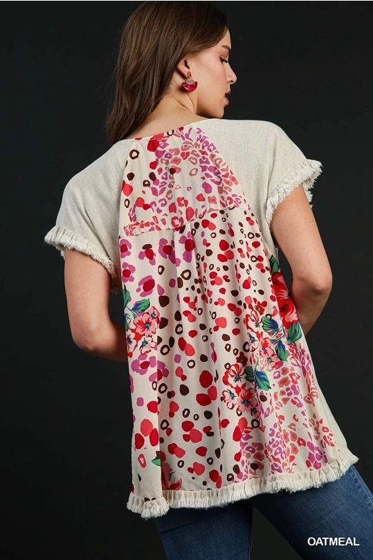 Umgee animal mixed print top