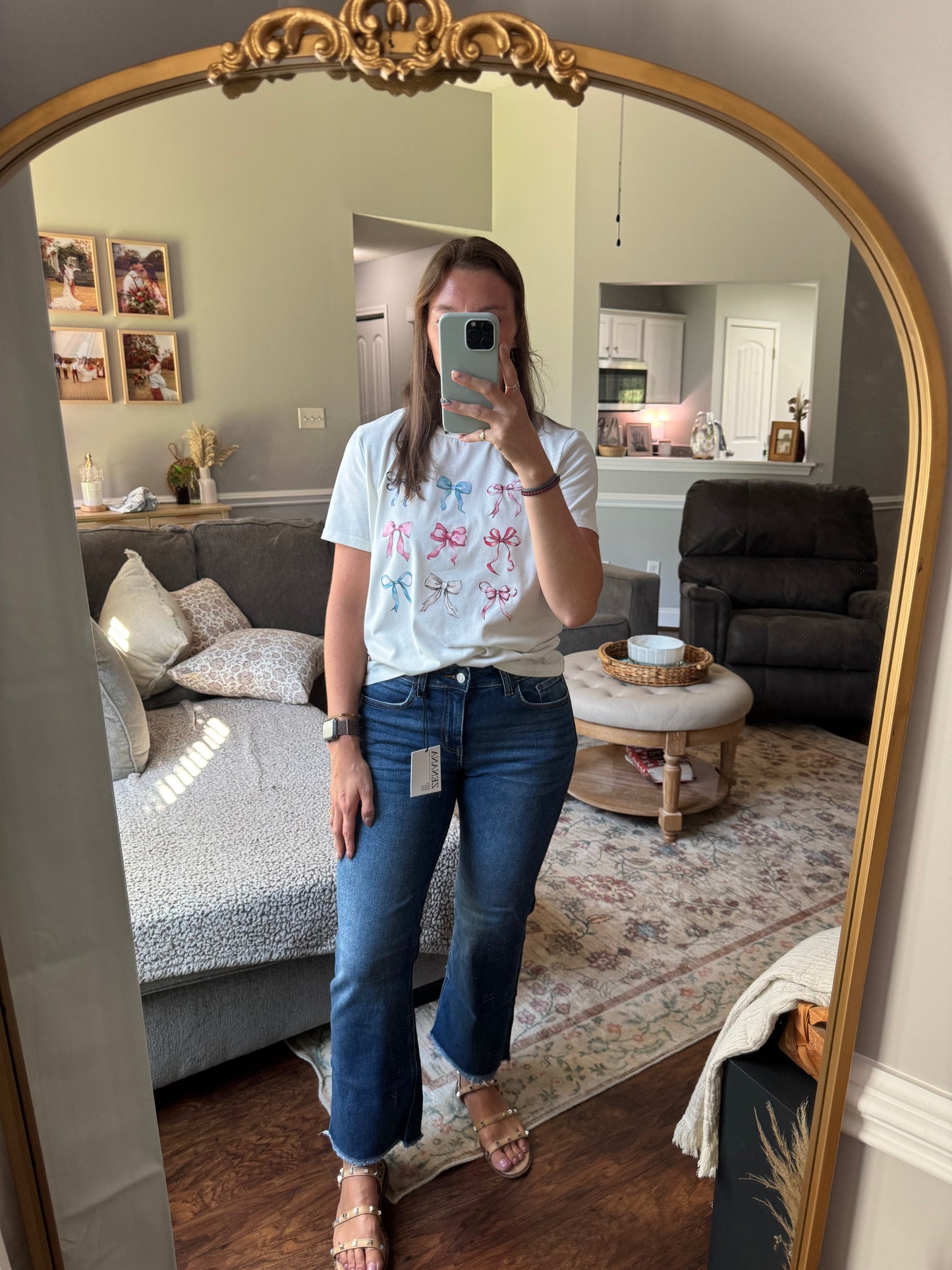 HIGH WAIST STRAIGHT LEG DARK WASH DENIM PANTS