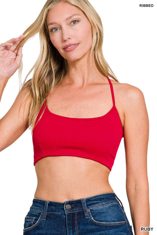 Seamless ribbed 3-strap & cross back bralettes
