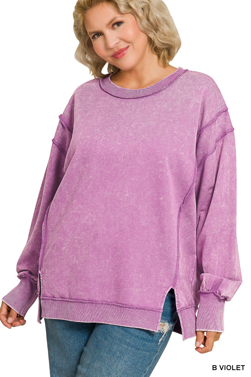 Plus acid wash sweatshirt