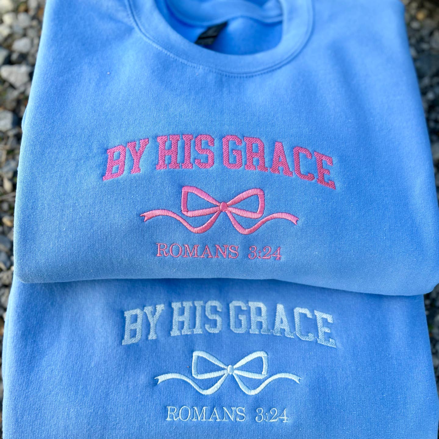 By His Grace Bow Embroidered Sweatshirt