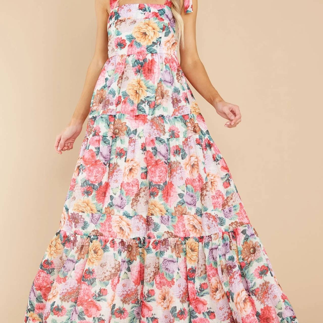 Passion Garden, Floral Strappy Tiered Maxi Dress